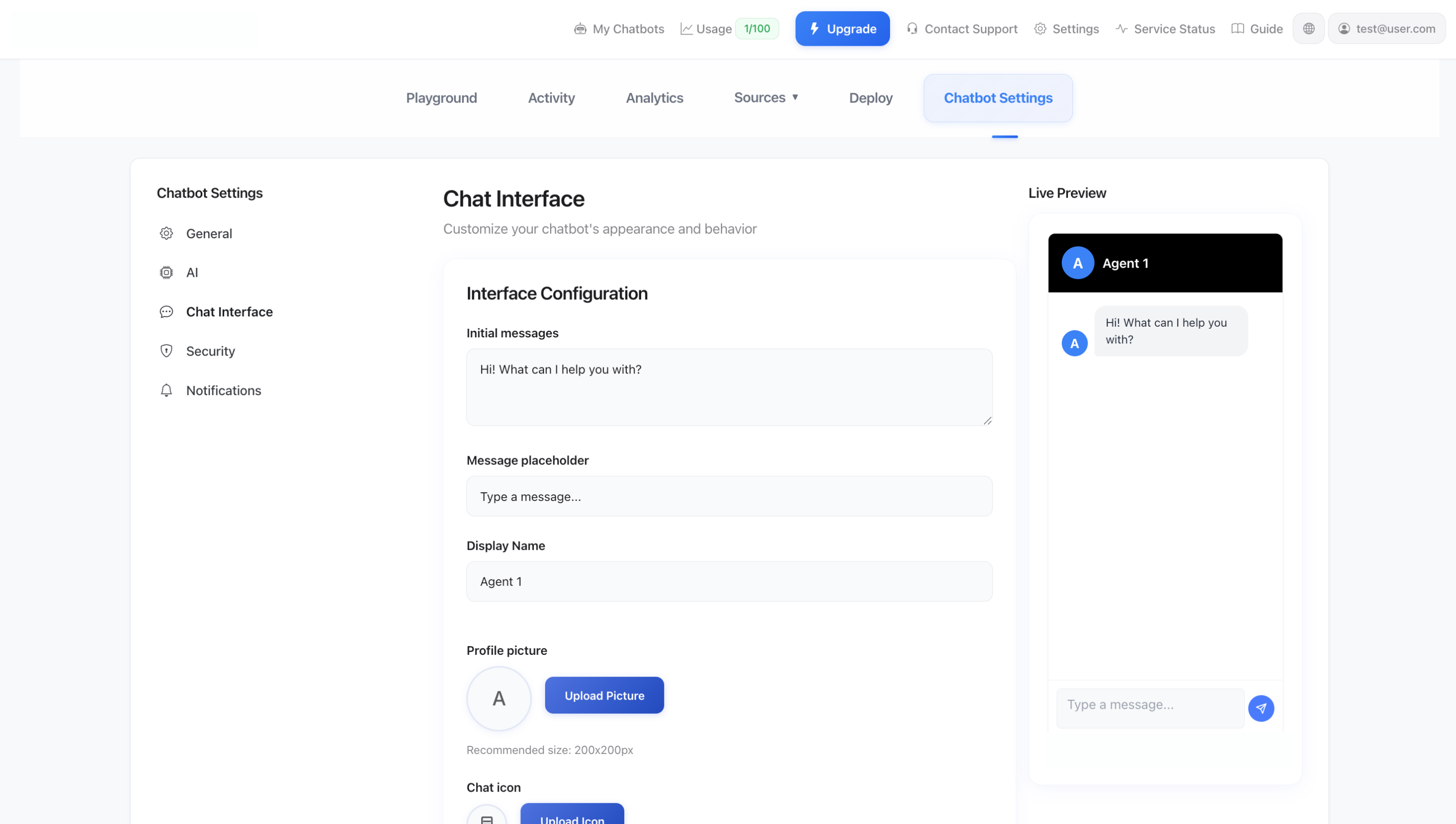 Vestluse liidese seaded